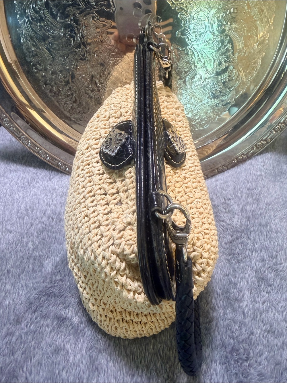 Brighton Crochet Purse with detachable leather strap and Brighton Shopping Sack - Picture 5 of 11